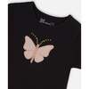 Organic Cotton Top With Applique, Black And Pink Butterfly - T-Shirts - 5