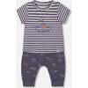 Organic Cotton Top And Muslin Pant Set, Striped Navy - Mixed Apparel Set - 1 - thumbnail