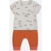 Organic Cotton Top And Muslin Pant Set, Heather Grey With Little Paper Boat - Mixed Apparel Set - 1 - thumbnail