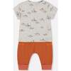 Organic Cotton Top And Muslin Pant Set, Heather Grey With Little Paper Boat - Mixed Apparel Set - 2