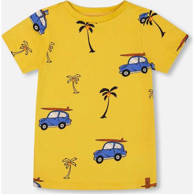 Organic Cotton Tee, Yellow And Blue Car