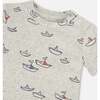 Organic Cotton Top And Muslin Pant Set, Heather Grey With Little Paper Boat - Mixed Apparel Set - 3