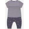 Organic Cotton Top And Muslin Pant Set, Striped Navy - Mixed Apparel Set - 3