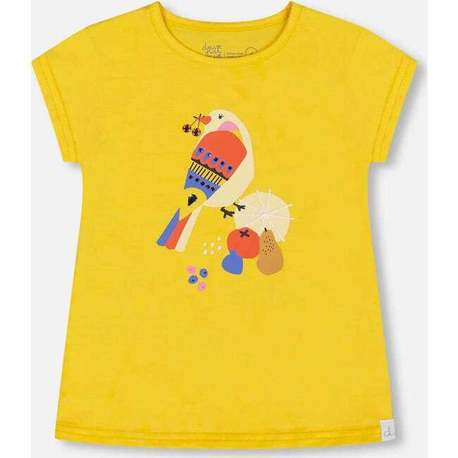 Organic Cotton Tee, Yellow And Birds