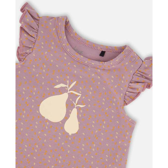 Organic Cotton Top And Bloomer Set, Purple With Pear Seeds - Mixed Apparel Set - 3