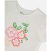 Organic Cotton Tee With Puff Sleeve, Pink Flower On White Background - T-Shirts - 4