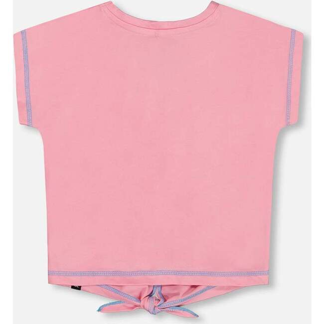 Organic Cotton Tee With Print And Knot, Candy Pink - T-Shirts - 3