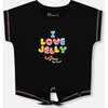 Organic Cotton Tee With Print And Knot, Black And Multicolored - T-Shirts - 1 - thumbnail
