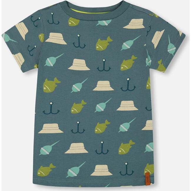 Organic Cotton Tee, Teal And Peach