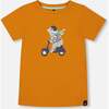 Organic Cotton Tee, Vibrant Orange And Blue Vespa - T-Shirts - 1 - thumbnail