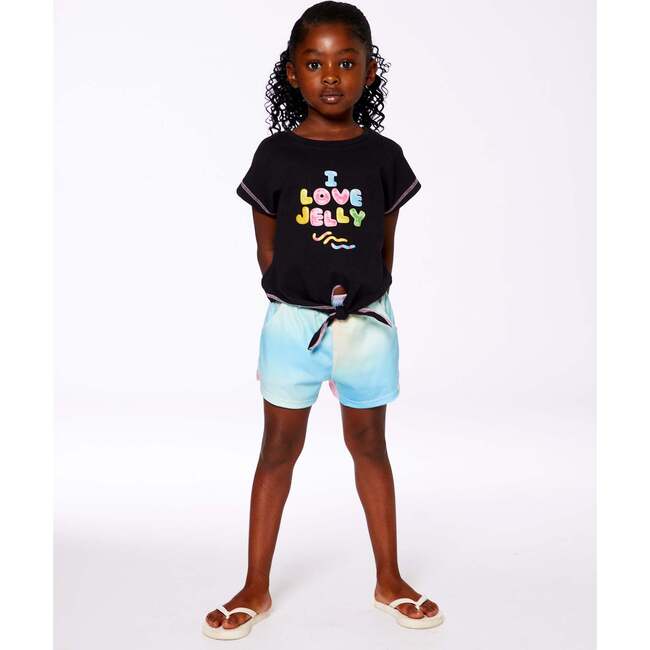 Organic Cotton Tee With Print And Knot, Black And Multicolored - T-Shirts - 3