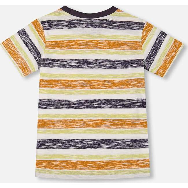 Organic Cotton Tee, Navy Striped, Orange And Lime Green - T-Shirts - 4