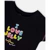 Organic Cotton Tee With Print And Knot, Black And Multicolored - T-Shirts - 5