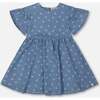 Printed Chambray Dress, Blue And White Cherries - Dresses - 1 - thumbnail