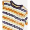 Organic Cotton Tee, Navy Striped, Orange And Lime Green - T-Shirts - 5