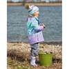 Pompom Hat, Small White Flowers On Turquoise And Lilac - Hats - 2