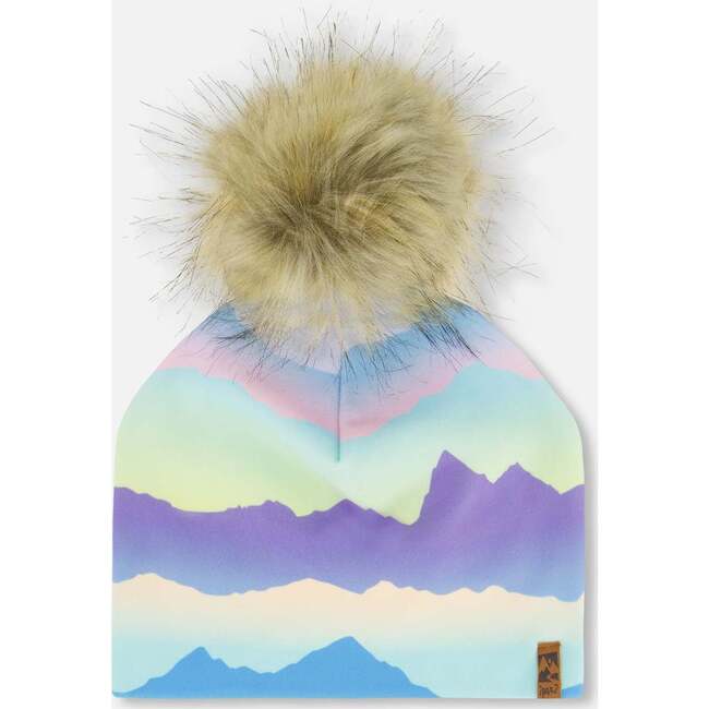 Pompom Hat, Mauve And Blue, Pink Mountain