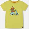 Organic Cotton Tee, Lime Green And Blue Vespa - T-Shirts - 1 - thumbnail