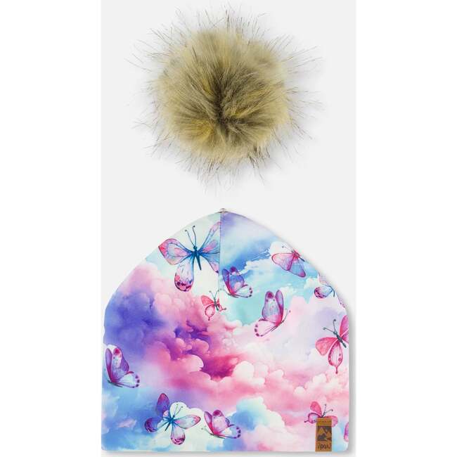 Pompom Hat, Butterflies On Multicolored Background - Hats - 3