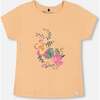 Organic Cotton Tee, Light Orange And Flowers - T-Shirts - 1 - thumbnail