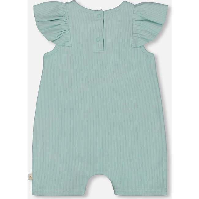 Organic Cotton Romper With Frills, Light Blue - Rompers - 2