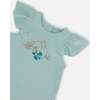 Organic Cotton Romper With Frills, Light Blue - Rompers - 3