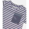 Organic Cotton Short Sleeve Top And Short Set, Striped Navy - Mixed Apparel Set - 3