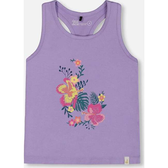 Organic Cotton Racerback Tank Top, Floral Mauve