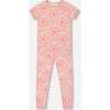 Organic Cotton Short Sleeve Top And Pant Pajama Set, Pink And Blue Butterflies On Old Pink - Pajamas - 1 - thumbnail