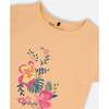 Organic Cotton Tee, Light Orange And Flowers - T-Shirts - 5