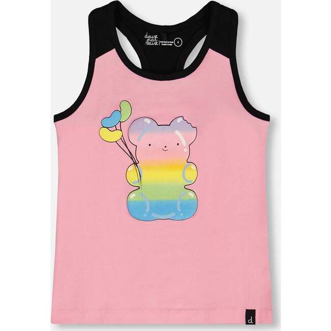 Organic Cotton Racerback Tank Top, Candy Pink And Black