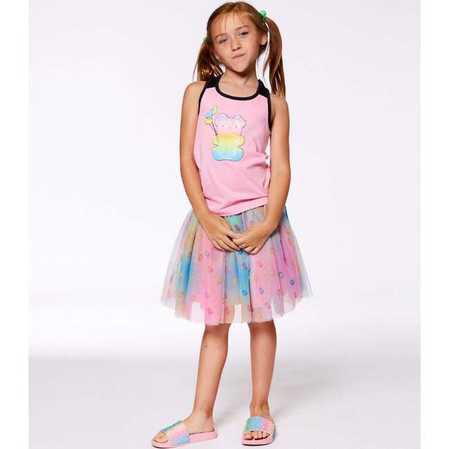 Organic Cotton Racerback Tank Top, Candy Pink And Black