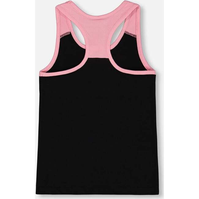 Organic Cotton Racerback Tank Top, Black And Candy Machine - T-Shirts - 4