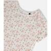 Organic Cotton Onesie, White With Pink Flowers - Onesies - 4