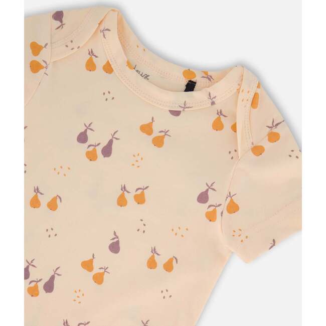 Organic Cotton Onesie, Peach With Pears Print - Onesies - 3