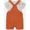 Organic Cotton Onesie And Muslin Shortall Set, Terracotta And Small Boat - Mixed Apparel Set - 2