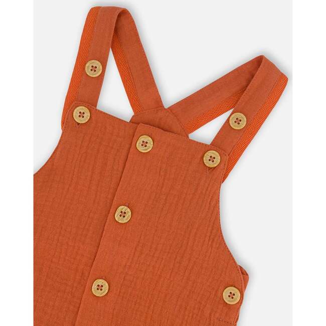 Organic Cotton Onesie And Muslin Shortall Set, Terracotta And Small Boat - Mixed Apparel Set - 3