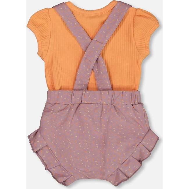 Organic Cotton Onesie And Shortall Set, Orange And Purple - Mixed Apparel Set - 3