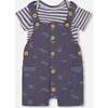 Organic Cotton Onesie And Muslin Shortall Set, Navy Blue Paper Boat - Mixed Apparel Set - 1 - thumbnail