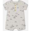 Organic Cotton One-Piece Romper, Heather Grey With Little Paper Boat - Rompers - 1 - thumbnail