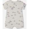 Organic Cotton One-Piece Romper, Heather Grey With Little Paper Boat - Rompers - 3