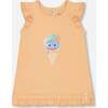Organic Cotton Tunic With Frill, Light Orange And Ice Cream Cone - Blouses - 1 - thumbnail
