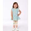Organic Cotton Tunic Top, Small Turquoise Flowers - Blouses - 2