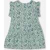Organic Cotton Tunic Top, Small Turquoise Flowers - Blouses - 3