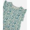 Organic Cotton Tunic Top, Small Turquoise Flowers - Blouses - 4