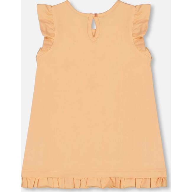 Organic Cotton Tunic With Frill, Light Orange And Ice Cream Cone - Blouses - 3