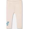 Organic Cotton Legging, Cream With Blue Flowers - Leggings - 1 - thumbnail