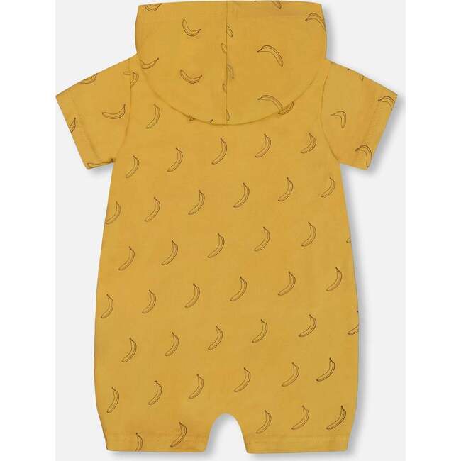 Organic Cotton Hooded Romper, Yellow Bananas - Rompers - 5