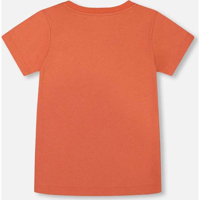 Organic Cotton Graphic Tee, Orange And Navy Dino - T-Shirts - 3