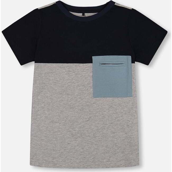 Organic Cotton Tee, Gray, Navy And Teal